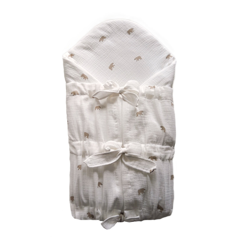 GAJI / Zavinovačka mušelín - biela s medveďom