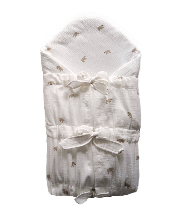 GAJI / Zavinovačka mušelín - biela s medveďom