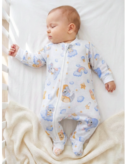 GAJI / Pyžamo overal s nožkou flanel - vzor1