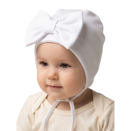 GAJI / Čiapka s mašľou obojlíc - biela