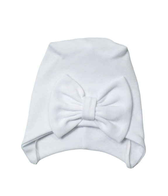 GAJI / Čiapka s mašľou obojlíc - biela