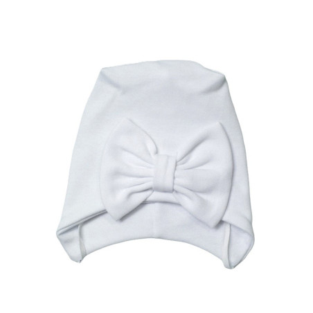 GAJI / Čiapka s mašľou obojlíc - biela