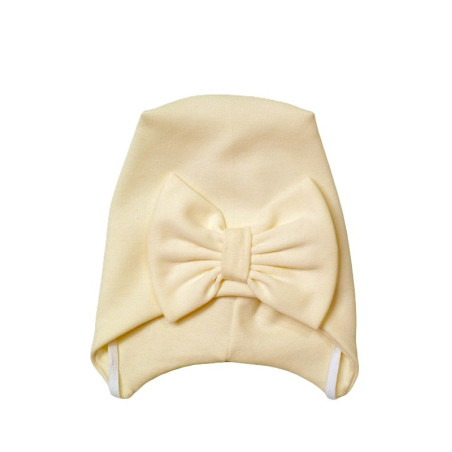 GAJI / Čiapka s mašľou obojlíc - maslová