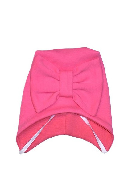 GAJI / Čiapka s mašľou obojlíc - ružová