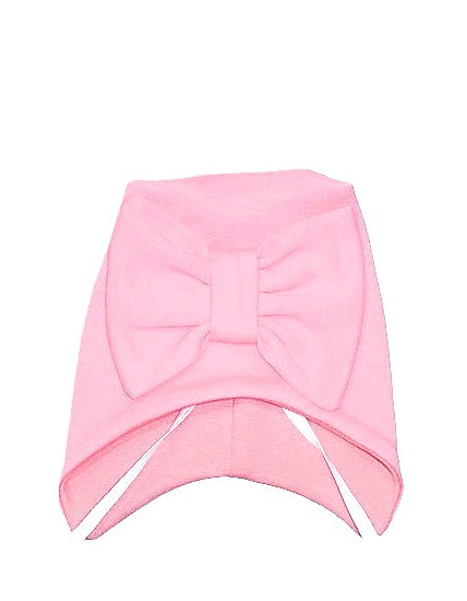 GAJI / Čiapka s mašľou obojlíc - sv.ružová