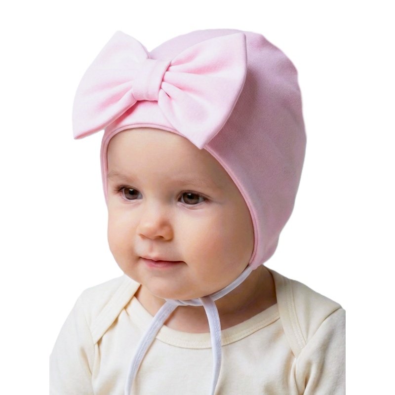 GAJI / Čiapka s mašľou obojlíc - sv.ružová