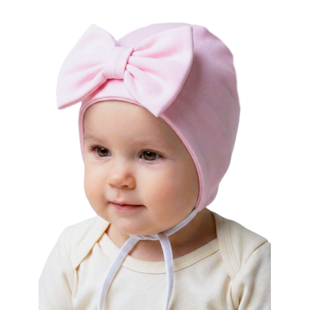 GAJI / Čiapka s mašľou obojlíc - sv.ružová