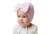 GAJI / Čiapka s mašľou obojlíc - sv.ružová