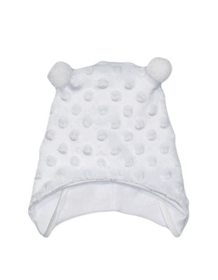 GAJI / Čiapka s bambuľkami minky - biela