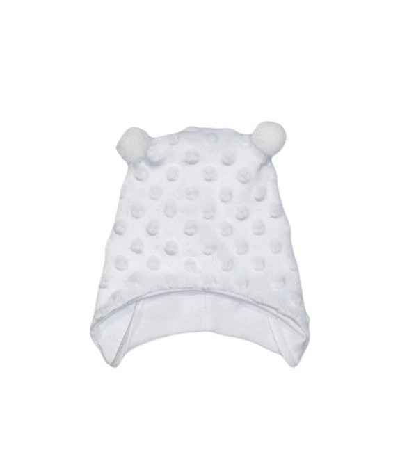 GAJI / Čiapka s bambuľkami minky - biela