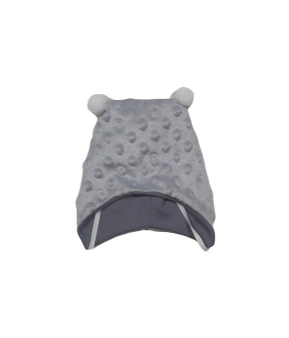 GAJI / Čiapka s bambuľkami minky - sivá