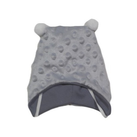 GAJI / Čiapka s bambuľkami minky - sivá