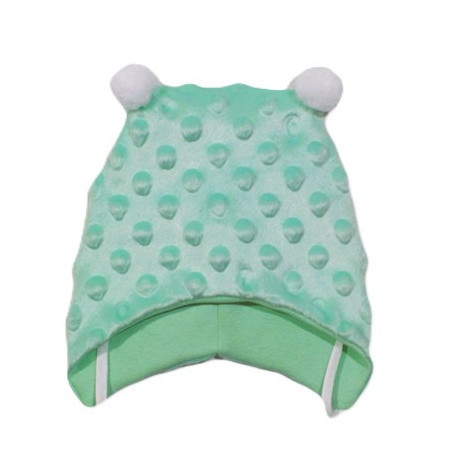GAJI / Čiapka s bambuľkami minky - zelená
