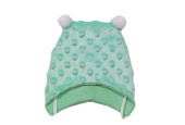 GAJI / Čiapka s bambuľkami minky - zelená