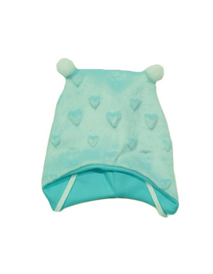 GAJI / Čiapka s bambuľkami minky - tyrkys srdcia