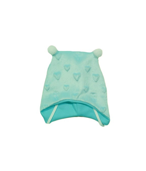 GAJI / Čiapka s bambuľkami minky - tyrkys srdcia