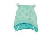 GAJI / Čiapka s bambuľkami minky - tyrkys srdcia