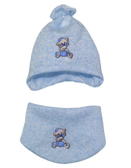 GAJI / Čiapka + nákrčník úplet - modrá