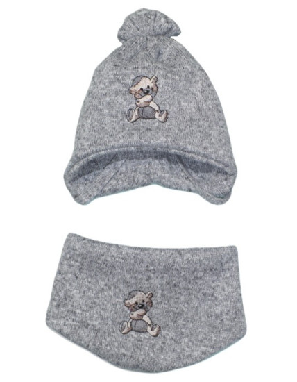 GAJI / Čiapka + nákrčník úplet - sv.sivá