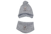 GAJI / Čiapka + nákrčník úplet - sv.sivá