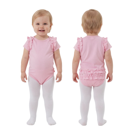GAJI / Body s volánmi krátky rukáv - ružová
