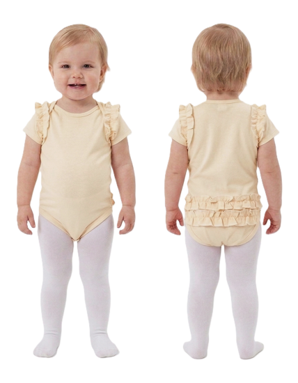 GAJI / Body s volánmi krátky rukáv obojlíc - maslová