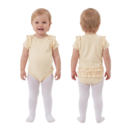 GAJI / Body s volánmi krátky rukáv obojlíc - maslová