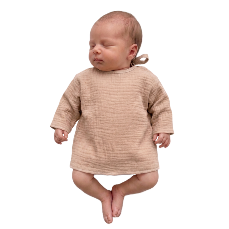 GAJI / Košieľka kojenecká mušelín - sv.hnedá