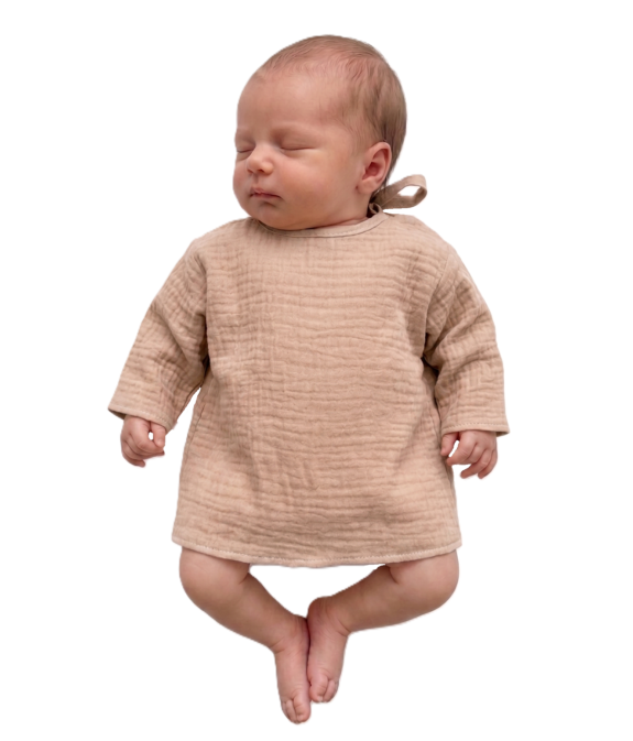 GAJI / Košieľka kojenecká mušelín - sv.hnedá