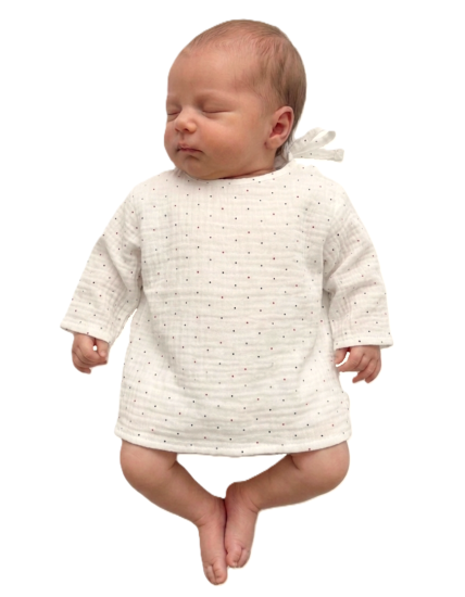 GAJI / Košieľka kojenecká mušelín - biela bodka