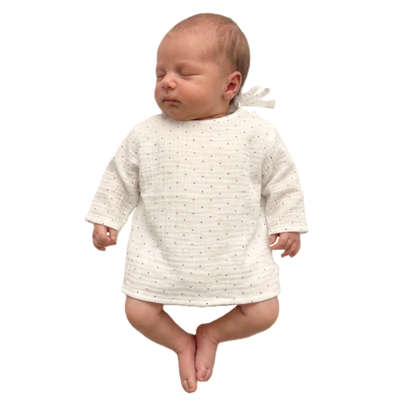 GAJI / Košieľka kojenecká mušelín - biela bodka