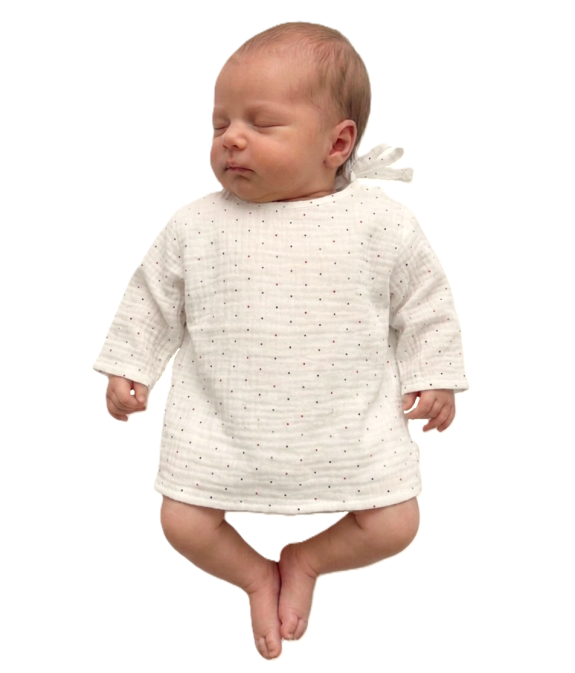 GAJI / Košieľka kojenecká mušelín - biela bodka