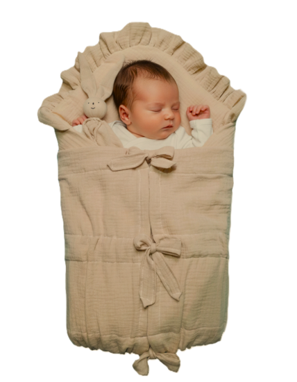 GAJI / Zavinovačka mušelín fodra - sv.hnedá