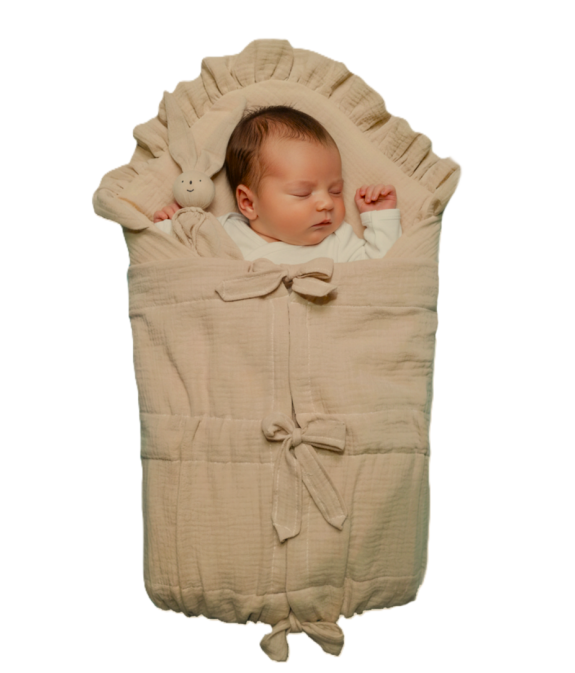 GAJI / Zavinovačka mušelín fodra - sv.hnedá