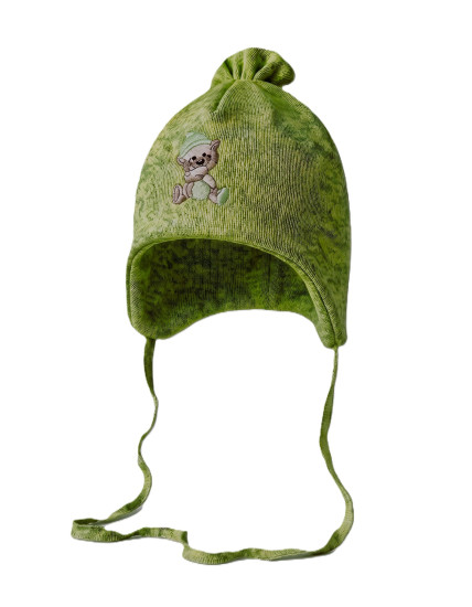 GAJI / Čiapka s výšivkou úplet - zelená